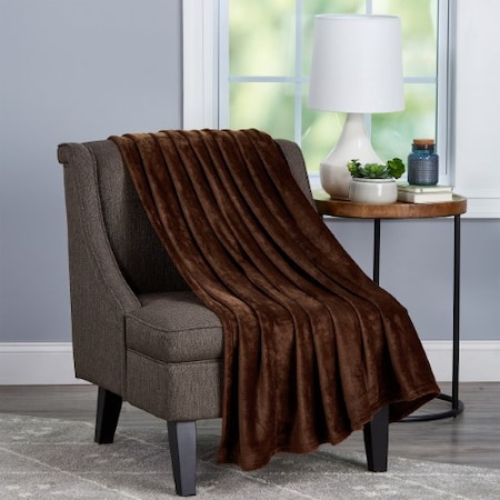 Hastings Home Velvet Throw - Oversized Microfiber Velvet Solid Polyester Throw Blanket - Breathable (Mocha Brown) 160454CRG